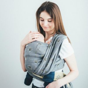 Chusta tkana do noszenia dzieci - Rumianki - szare